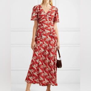 Rixo Evie 100% silk floral dress